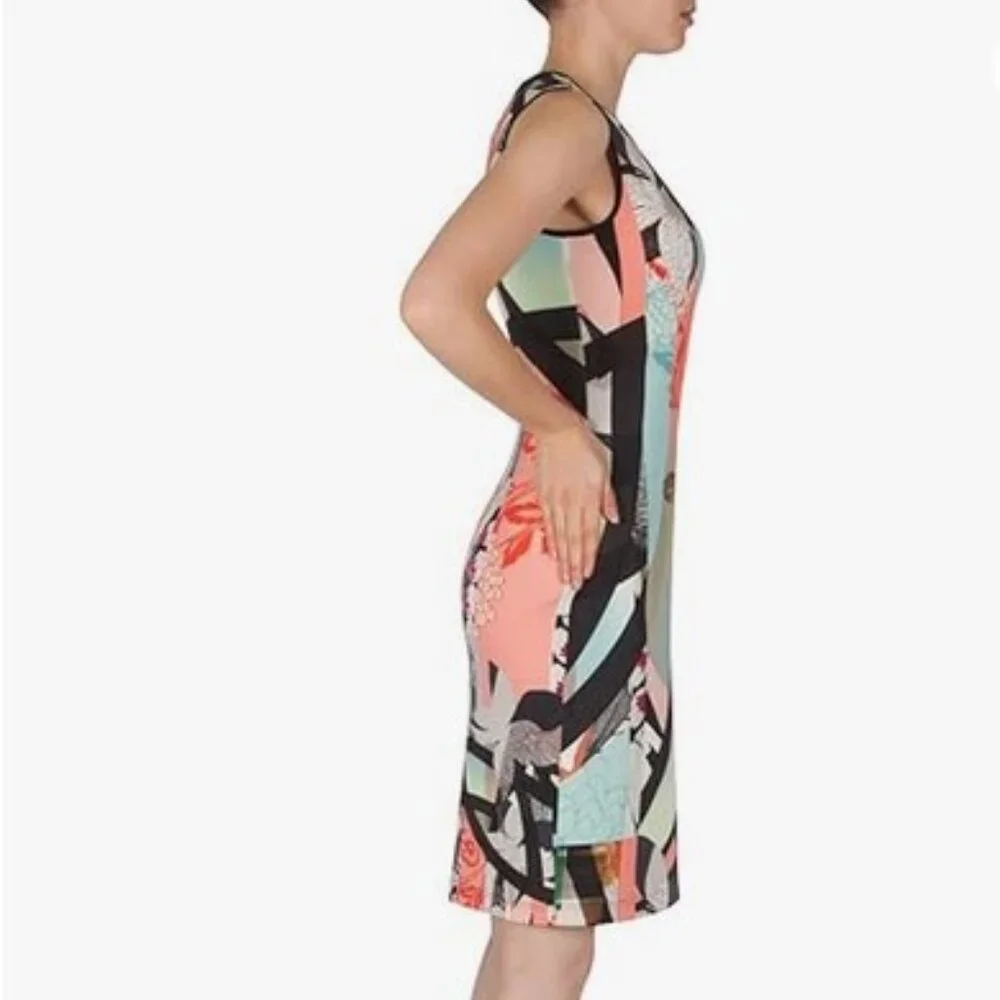 Joseph Ribkoff Sleeveless Floral Abstract Dress, 15 inches PTP, 13-inch … - Picture 2 of 5